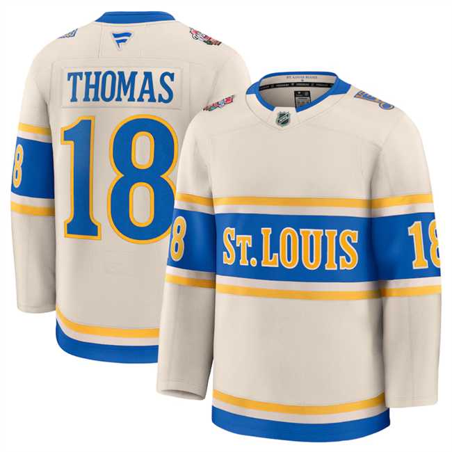 Mens St. Louis Blues #18 Robert Thomas Cream 2024-25 Winter Classic Stitched Hockey Jersey Dzhi